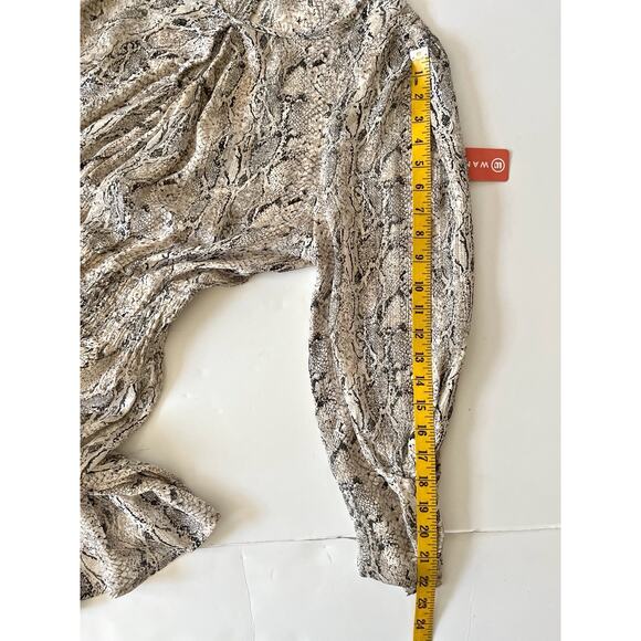 Another Love Ellianna Dress L Winter Snake Puff Sleeves Ruffle Fit Flare Party - Picture 10 of 14